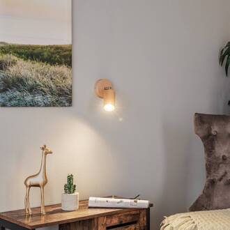 Wandspot Cre van hout, 1-lamp licht hout