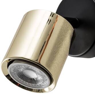 Wandspot Demia, zwart/messingkleurig, 10 cm breed, GU10 zwart, messingkleurig