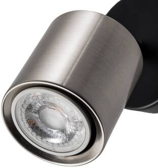 Wandspot Demia, zwart/nikkelkleurig, 10 cm breed, GU10 zwart, nikkelkleurig