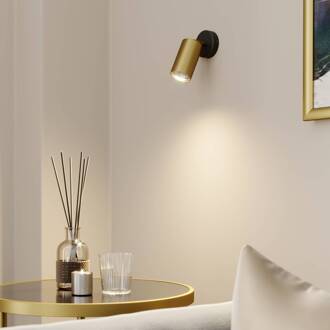 Wandspot Eye Spot 1-lamp, zwart/messing zwart, mat messing