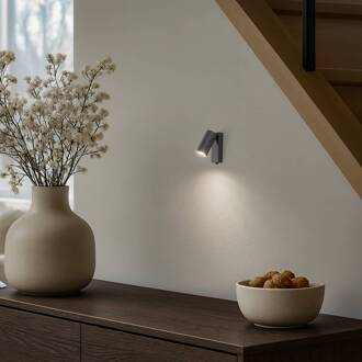 Wandspot FOURTY, donkergrijs, hoogte 17 cm, metaal, GU10