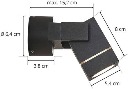 wandspot Kavuna, hoekig, antraciet, IP54