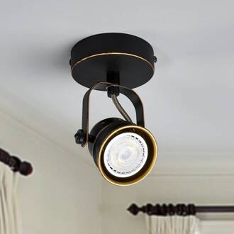 wandspot Leonor, zwart, metaal, 1-lamp, 9,5 cm zwart, goud