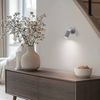 Wandspot Livia, grijs, 13 cm, metaal, verstelbaar, GU10