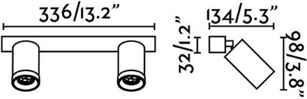 Wandspot Stan, wit, aluminium, breedte 33,6 cm, 2-lamps.