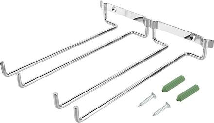 Wandsteun Bar Accessoires Dubbele Rij Glaswerk Opknoping Bar Wijnrek Thuis Keuken Houder Plank Sliver