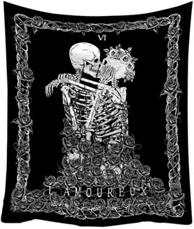 Wandtapijt Wandtapijten Gobelin Schedel Kussend Paar Tapestry Picknick Dekens Spreien Strand Handdoeken Gordijnen Home Decor