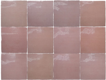 Wandtegel Rajoles Tesanal Rosa Brillo 13x13 cm Rajoles