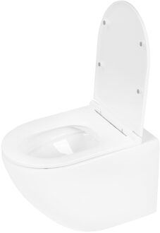 Wandtoilet Differnz Met PK Uitgang Rimless Inclusief Toiletbril Glans Wit