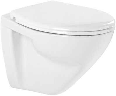 Wandtoilet Sanindusa Plus 6 cm Verhoogd Rimless Keramiek incl. Soft Close Zitting Wit