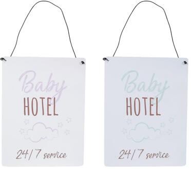 Wandversiering Baby Hotel metaal 15x20cm verschillende