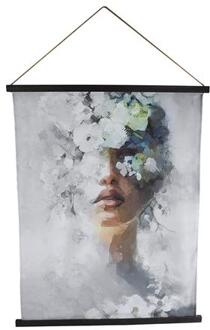 Wandversiering Vrouw doek 76x97cm grijs