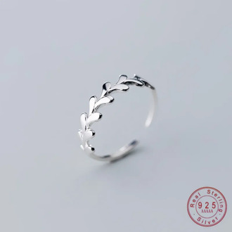WANTME Fashion Simple Adjustable Leaf Rings for Women Young Girls Genuine 100% Sterling Silver Party Anniversary Jewelry Gift