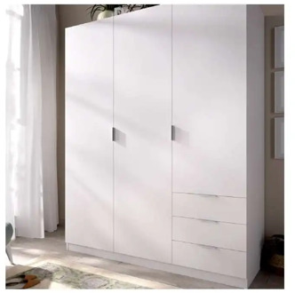 Wardrobe closet 3 doors 3 folding drawers 121 cm wide