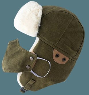 Warm Bomber Hoeden Voor Meisjes Jongens Winter Hoeden Cap Met Sjaal Nek Maskers Katoen Sneeuw Cap Oorklepjes Russische Hoed warme Muts Voor Mannen groen