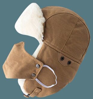 Warm Bomber Hoeden Voor Meisjes Jongens Winter Hoeden Cap Met Sjaal Nek Maskers Katoen Sneeuw Cap Oorklepjes Russische Hoed warme Muts Voor Mannen khaki