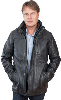 Warm halflang leren bikerjack Zwart