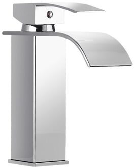 Warm Koud Wastafel Kraan Waterval Badkamer Vanity Wastafel Kraan Eengreeps D0AD zilver kort Size