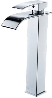Warm Koud Wastafel Kraan Waterval Badkamer Vanity Wastafel Kraan Eengreeps D0AD zilver lang Szie