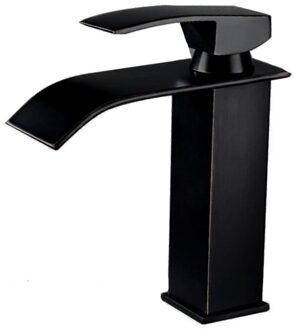 Warm Koud Wastafel Kraan Waterval Badkamer Vanity Wastafel Kraan Eengreeps D0AD zwart kort Size