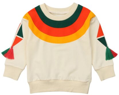 Warm Peuter Baby Meisjes Jongens Causale Mooie Sweater Uitloper Tops Lange Mouw Trui Regenboog Kwastje Kleren 1-6Y 3T