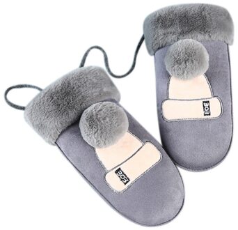 Warm Thick Gloves Female Winter Korean Version Of Windproof Texting Driving Lined Gloves Winter Women Gloves Girls Mittens grijs