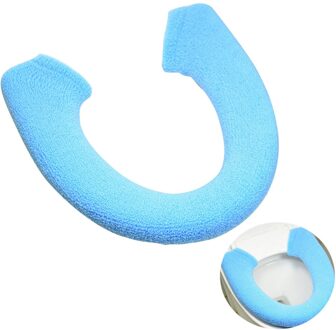 Warm Thicken Wc Stoelhoezen Knop Stijl Wc Zitkussen Mat Pad (Paars) lucht-blauw