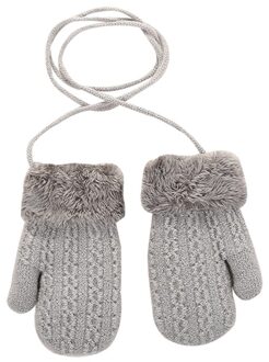 Warm Touw Volledige Vinger Wanten Handschoenen Kid Gebreide Handschoenen Jongens Thicken Breien Wanten Voor Kinderen licht grijs