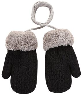 Warm Touw Volledige Vinger Wanten Handschoenen Kid Gebreide Handschoenen Jongens Thicken Breien Wanten Voor Kinderen zwart