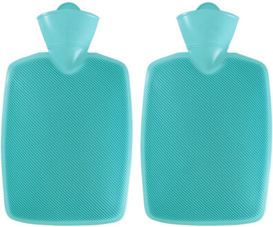 Warm water kruik - 1x - kunststof kruik - zonder hoes - aqua - 1,8 liter