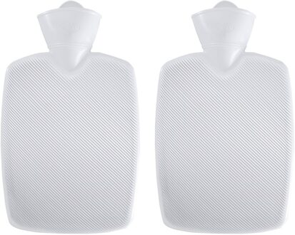 Warm water kruik - 2x - kunststof kruik - zonder hoes - wit - 1,8 liter