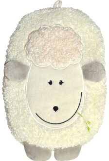 Warm water kruik met pluche schaap hoes - wit - 0,8 liter - zacht pluche