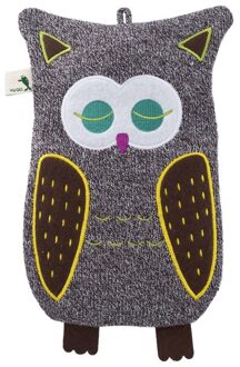 Warm water kruik met uilen hoes - grijs - 0,8 liter - polyester Multi