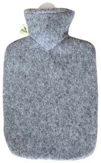 Warm water kruik met viltlook hoes - grijs - 2 liter - viltlook