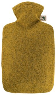 Warm water kruik met viltlook hoes - oker geel - 2 liter - viltlook