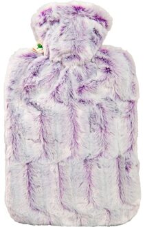Warm water kruik met warme bont hoes - lila - 1800 ml - hoogpolig pluche