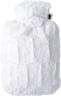 Warm water kruik met warme bont hoes - wit - 1800 ml - hoogpolig pluche