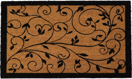 Warm Welcome Deurmat - anti slip - rechthoek - planten print - 75 x 45 cm - schoonloopmat