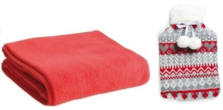 Warm winter pakket rode kruik met fleece deken