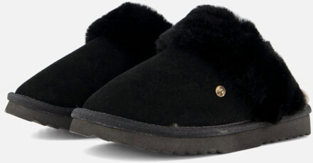 Warmbat Flurry Suede Dames Pantoffels - Black/Black - Maat 36