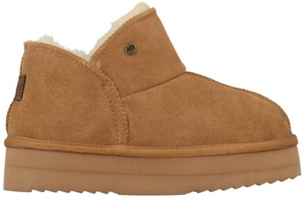 Warmbat Pantoffels Willow Plateau WLW371025 Cognac Bruin maat