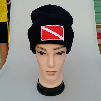 Warme Comfortabele Duik Vlag/Diver Down Knit Beanie Hat Cap Voor Duiken Kajak marine blauw 1