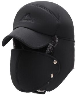 Warme Muts 1 Pcs Mannen Vrouwen Aviator Bomber Faux Fur Ear Flap Hat Cap Winter Ski Trooper Trapper Katoen Effen kleur Lei Feng Cap zwart