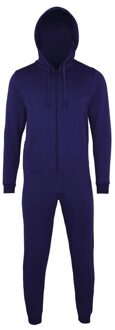 Warme onesie/jumpsuit - donkerblauw - huispakken volwassenen - katoen/polyester