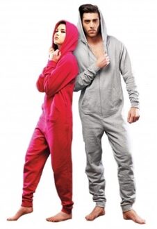 Warme onesie/jumpsuit - grijs - huispakken volwassenen - katoen/polyester