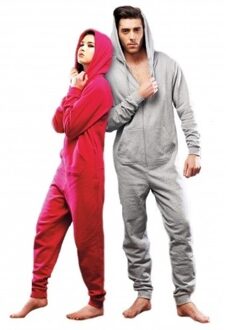 Warme onesie/jumpsuit lichtgrijs voor heren - huispakken volwassenen S/M (38/40- 48/50)