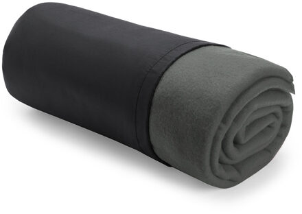 Warme Polar Fleece deken - Set van 5x stuks - plaid - donkergrijs - 120 x 150 cm - Woondekens - band