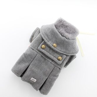 Warme Winter Hond Kat Kleding Bichon Hond Jas Dubbelzijdig Wollen Jas Afneembare Hals Faux Fur Xs S M L Xl Grijs / L