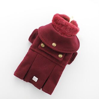 Warme Winter Hond Kat Kleding Bichon Hond Jas Dubbelzijdig Wollen Jas Afneembare Hals Faux Fur Xs S M L Xl Rood / XS