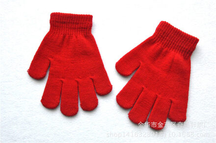 Warme Winter Vinger Handschoenen Kids Kinderen Leuke Solid Wol Gebreide Elastische Handschoenen Mode Accessoires-Qsd 1